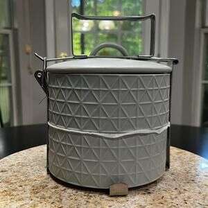NEW World Market Ceramic Stackable Canister Tiffin Lunch Set Locking Frame NWP